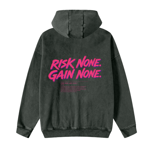 Risk None Gain None Renegade Snow Washed Zip-Through Fleece Hoodie