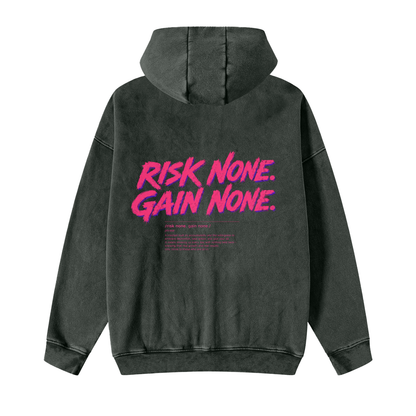 Risk None Gain None Renegade Snow Washed Zip-Through Fleece Hoodie