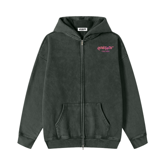 Risk None Gain None Renegade Snow Washed Zip-Through Fleece Hoodie
